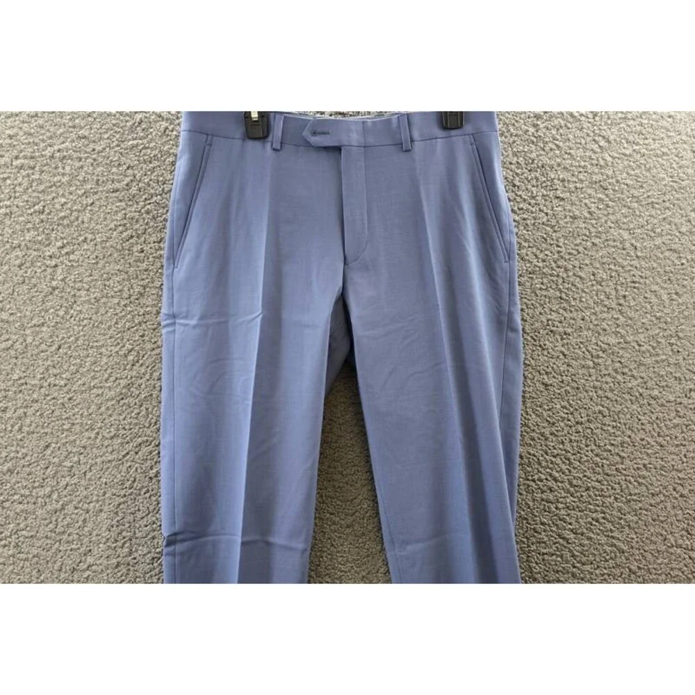 Bar III Slim-Fit Wool Blend Suit Pants Men's 32W x 32L Light Blue Zip Hook & Bar